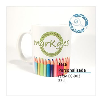 Taza blanca personalizada con logotipo markg